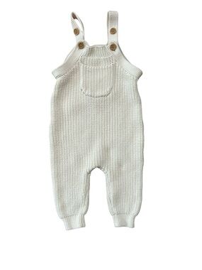 Old Navy Cream Knit Overalls with Button Straps